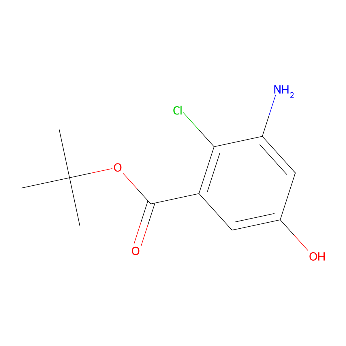 Tert-butyl 3-amino-2-chloro-5-hydroxybenzoate molecular structure, CAS 2580191-58-6
