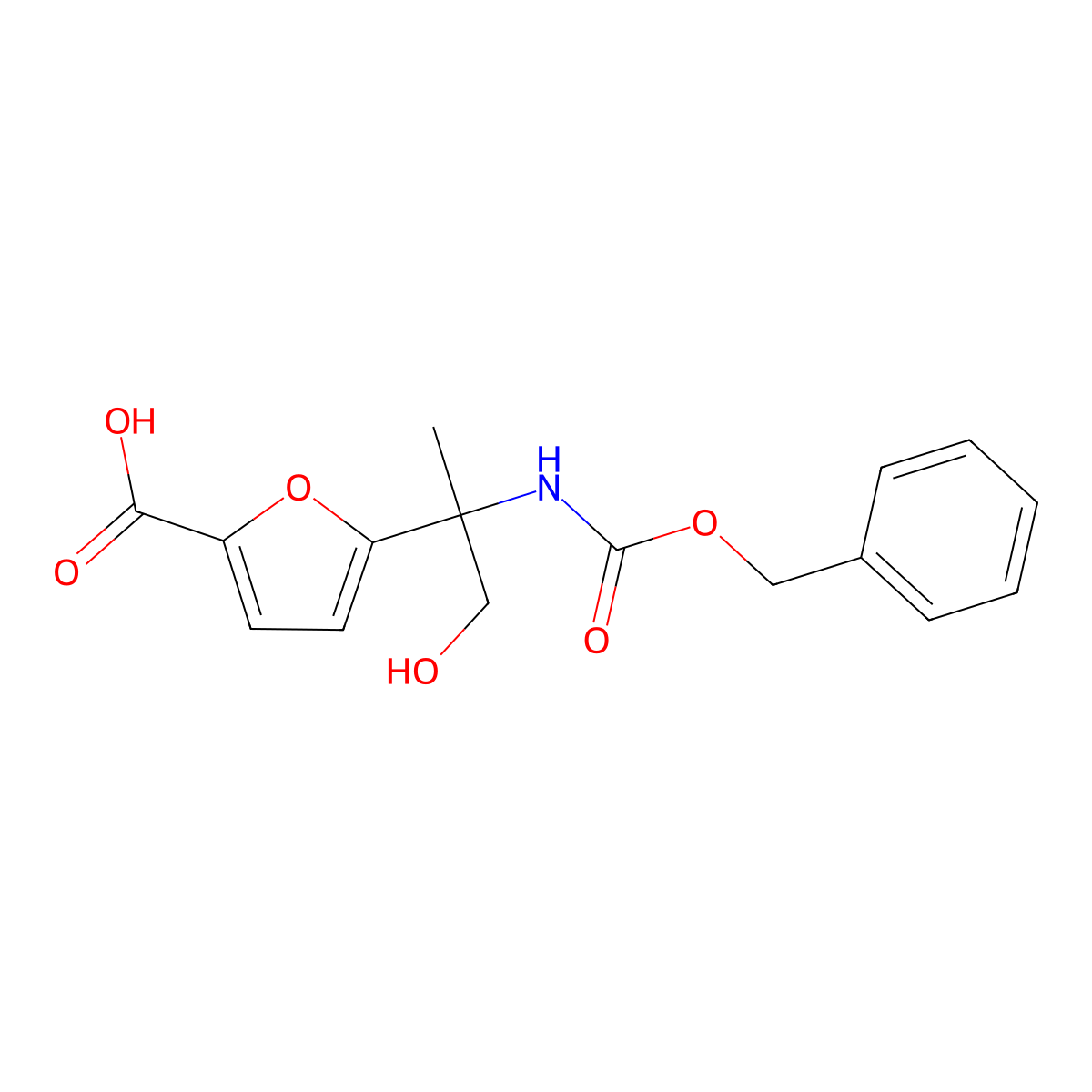 5-(2-{[(Benzyloxy)carbonyl]amino}-1-hydroxypropan-2-yl)furan-2-carboxylic acid molecular structure, CAS 2580191-60-0