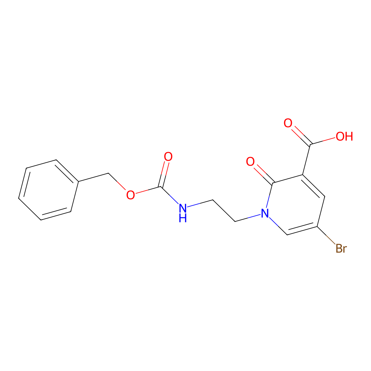1-(2-{[(Benzyloxy)carbonyl]amino}ethyl)-5-bromo-2-oxo-1,2-dihydropyridine-3-carboxylic acid molecular structure, CAS 2580191-62-2