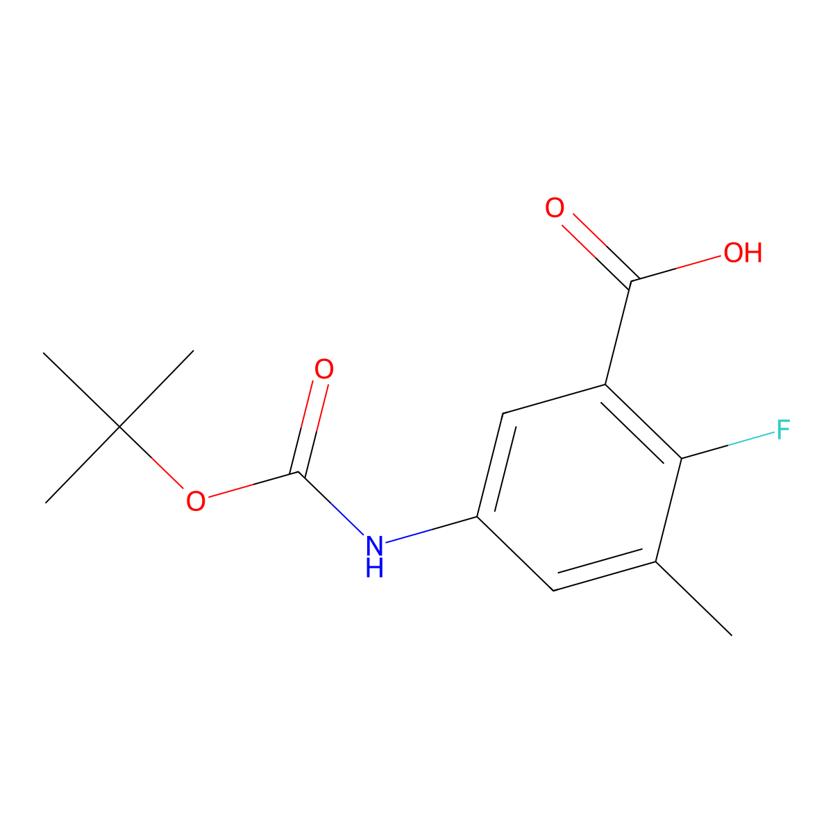 5-{[(Tert-butoxy)carbonyl]amino}-2-fluoro-3-methylbenzoic acid molecular structure, CAS 2580191-67-7