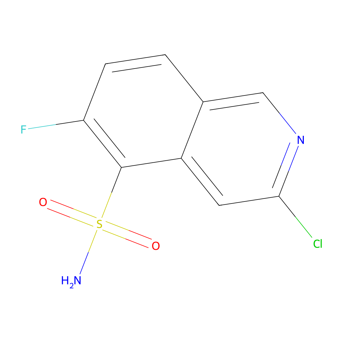3-Chloro-6-fluoroisoquinoline-5-sulfonamide molecular structure, CAS 2580191-80-4