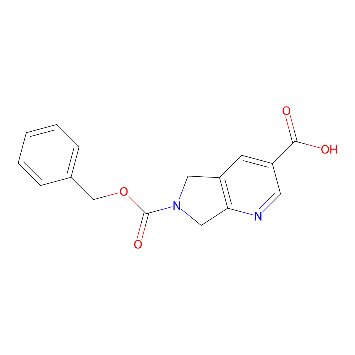 6-[(benzyloxy)carbonyl]-5H,6H,7H-pyrrolo[3,4-b]pyridine-3-carboxylic acid molecular structure, CAS 2580191-86-0
