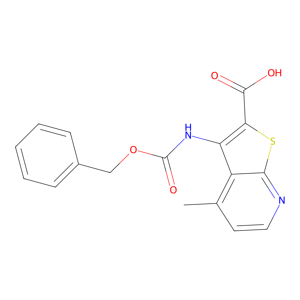 3-{[(Benzyloxy)carbonyl]amino}-4-methylthieno[2,3-b]pyridine-2-carboxylic acid molecular structure, CAS 2580196-84-3