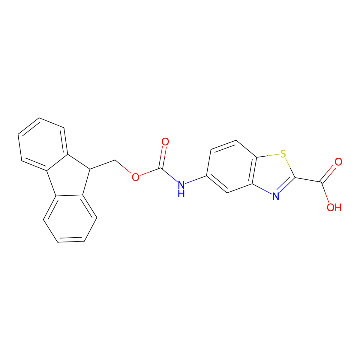 5-({[(9H-fluoren-9-yl)methoxy]carbonyl}amino)-1,3-benzothiazole-2-carboxylic acid molecular structure, CAS 2580196-98-9