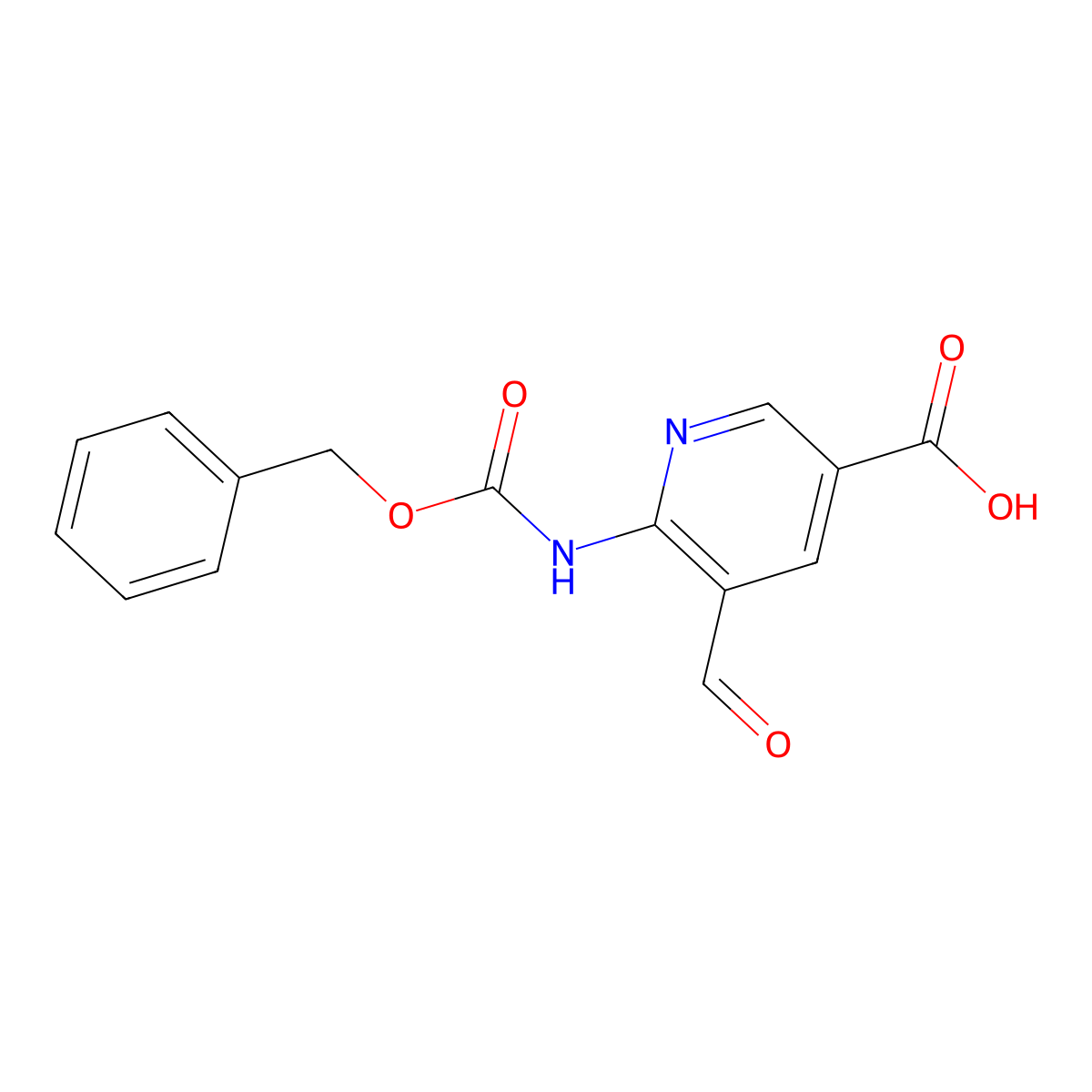 6-{[(Benzyloxy)carbonyl]amino}-5-formylpyridine-3-carboxylic acid molecular structure, CAS 2580197-01-7
