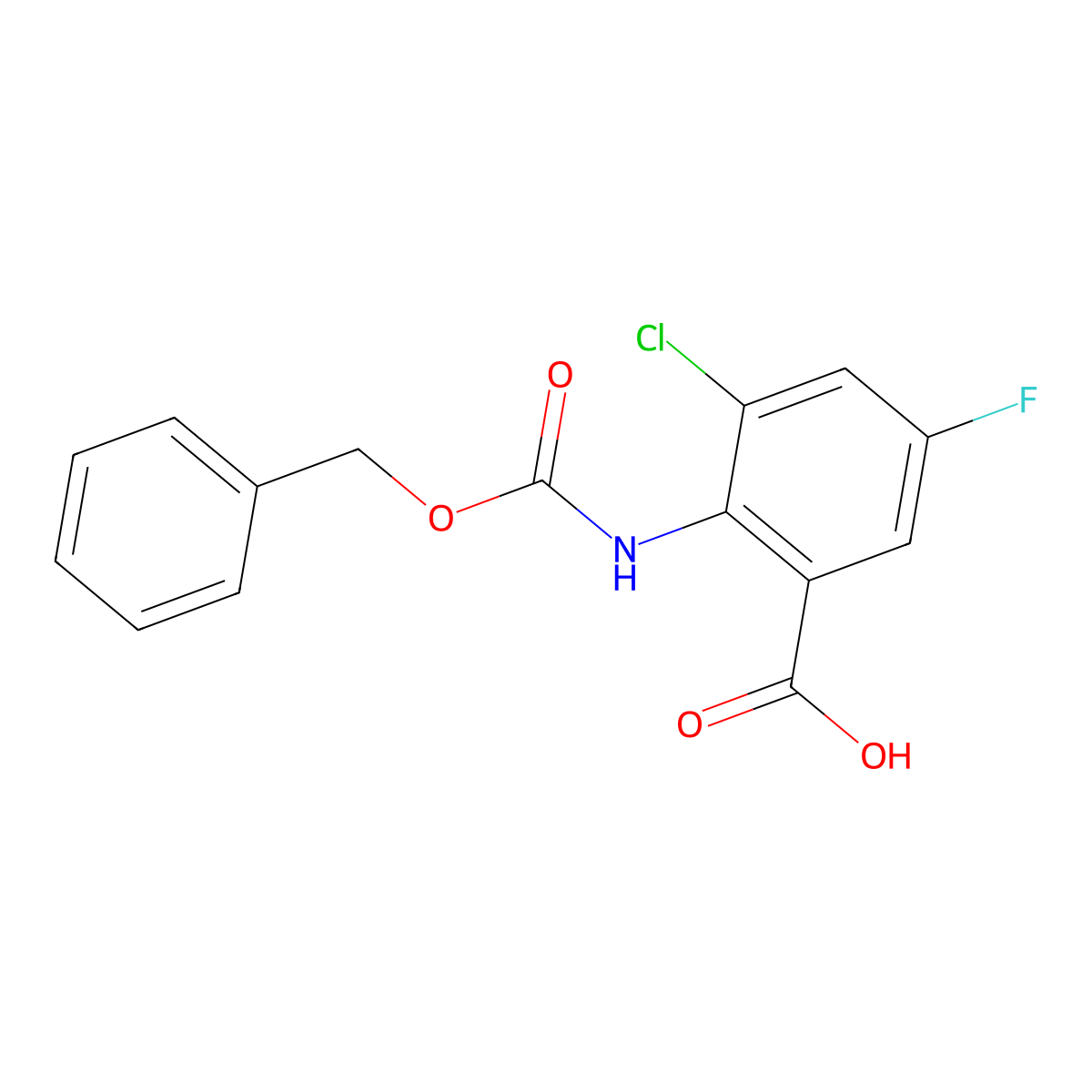 2-{[(Benzyloxy)carbonyl]amino}-3-chloro-5-fluorobenzoic acid molecular structure, CAS 2580197-20-0