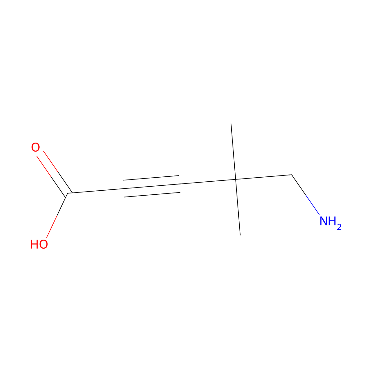 5-Amino-4,4-dimethylpent-2-ynoic acid molecular structure, CAS 2580197-24-4