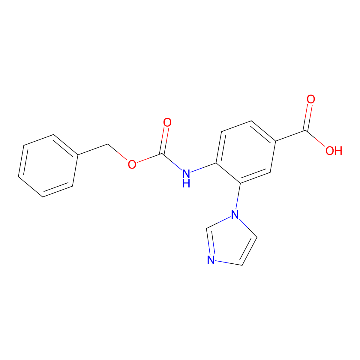 4-{[(benzyloxy)carbonyl]amino}-3-(1H-imidazol-1-yl)benzoic acid molecular structure, CAS 2580197-25-5