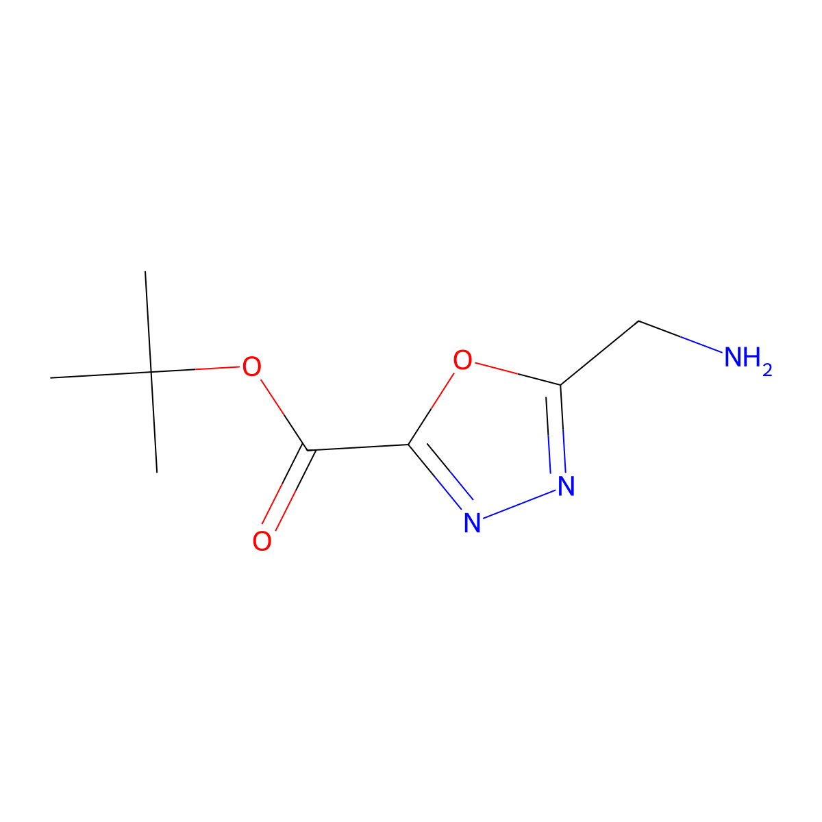 Tert-butyl 5-(aminomethyl)-1,3,4-oxadiazole-2-carboxylate molecular structure, CAS 2580197-27-7
