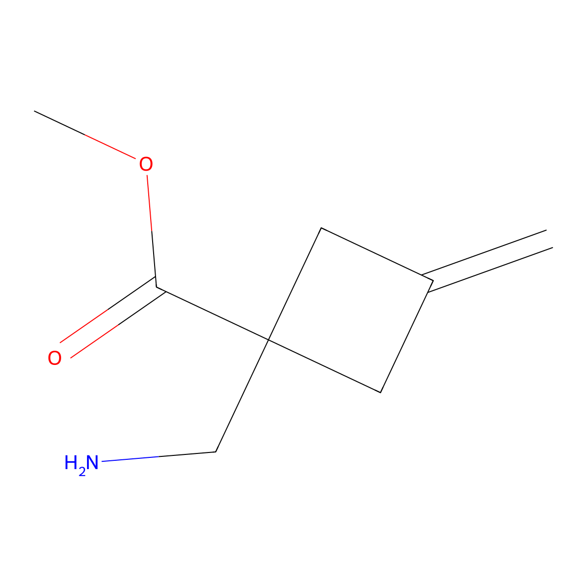 Methyl 1-(aminomethyl)-3-methylidenecyclobutane-1-carboxylate molecular structure, CAS 2580197-32-4