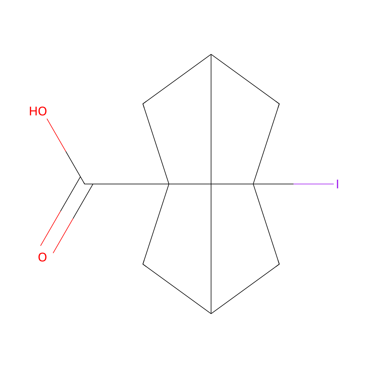 5-Iodotricyclo[3.3.0.0,3,7]octane-1-carboxylicacid molecular structure, CAS 2580197-37-9