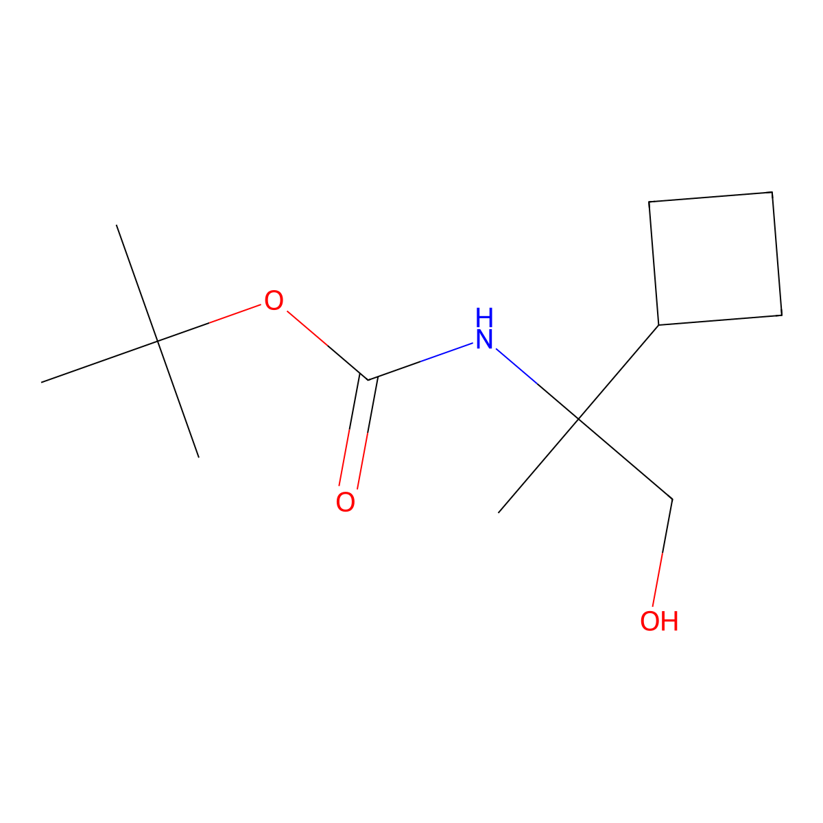 tert-butyl N-(2-cyclobutyl-1-hydroxypropan-2-yl)carbamate molecular structure, CAS 2580197-48-2