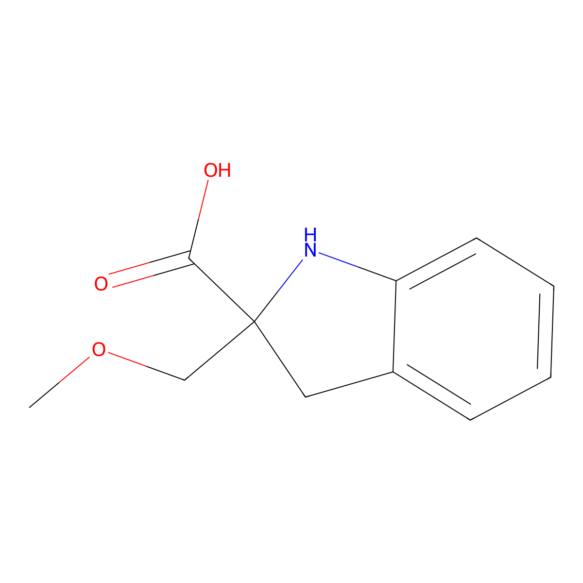 2-(methoxymethyl)-2,3-dihydro-1H-indole-2-carboxylic acid molecular structure, CAS 2580197-50-6
