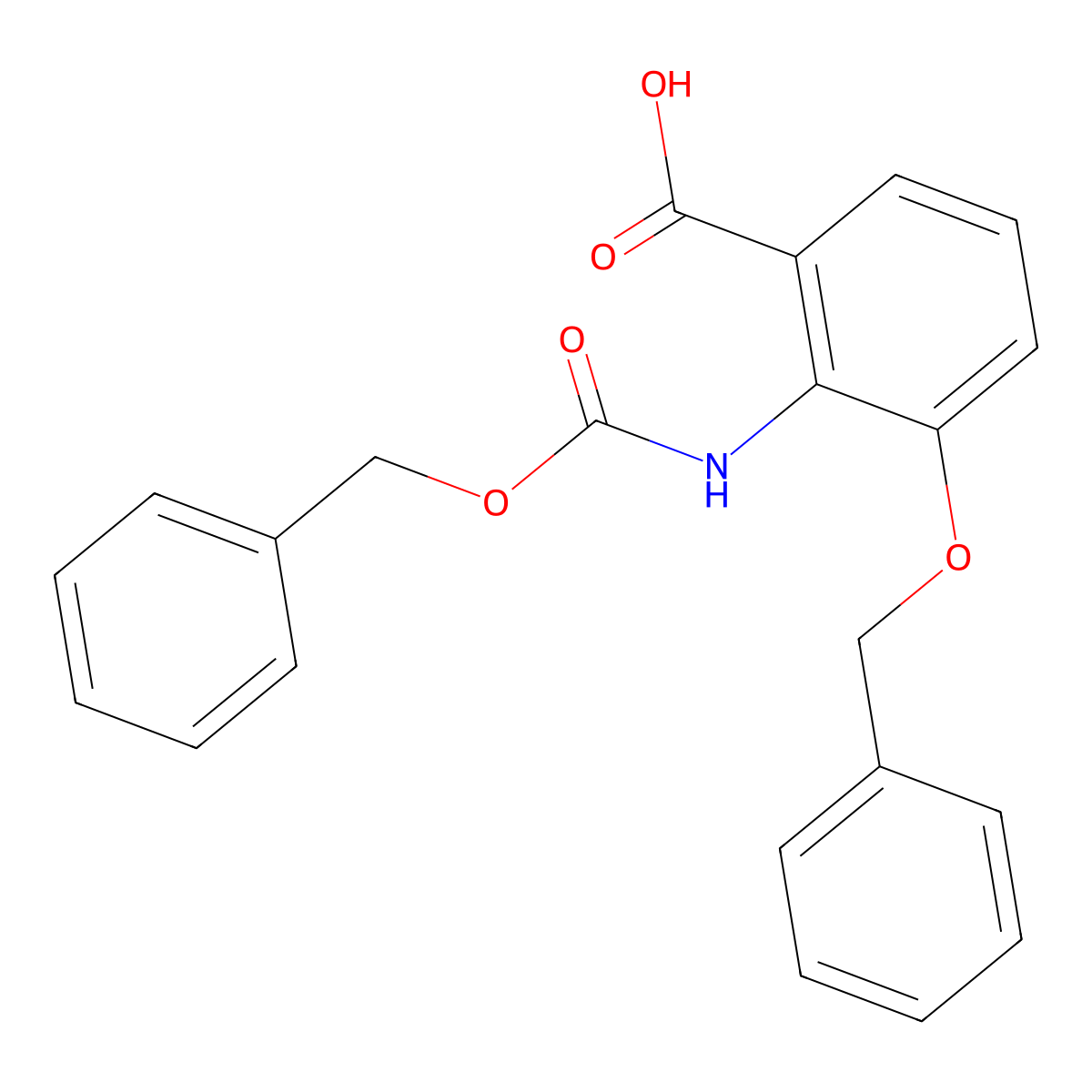 3-(Benzyloxy)-2-{[(benzyloxy)carbonyl]amino}benzoic acid molecular structure, CAS 2580197-52-8