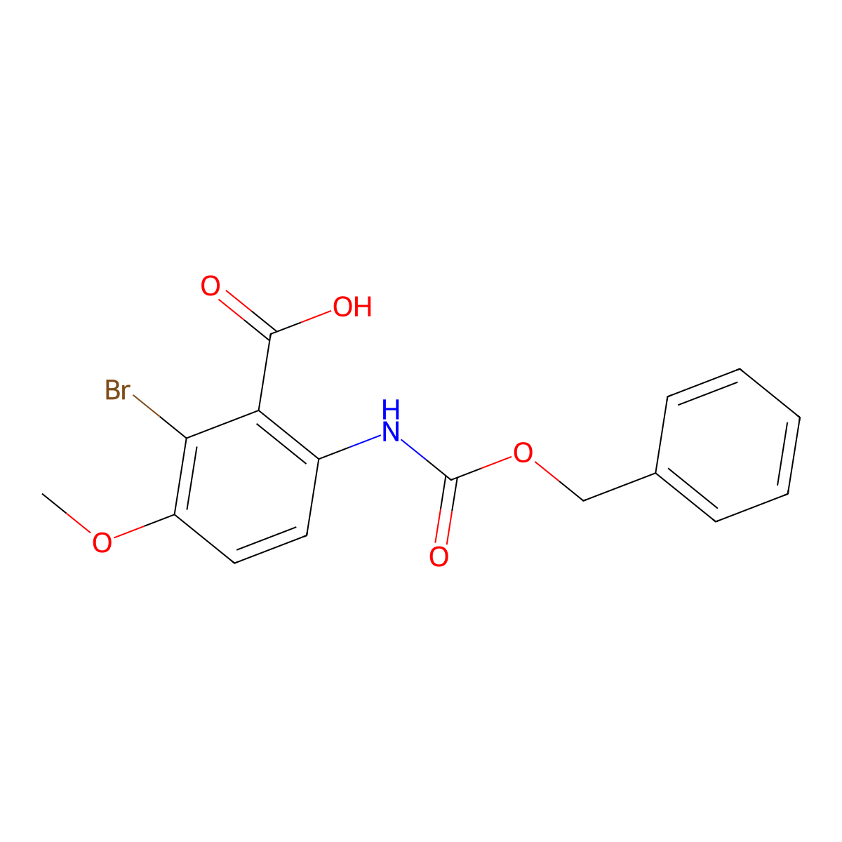 6-{[(Benzyloxy)carbonyl]amino}-2-bromo-3-methoxybenzoic acid molecular structure, CAS 2580197-57-3