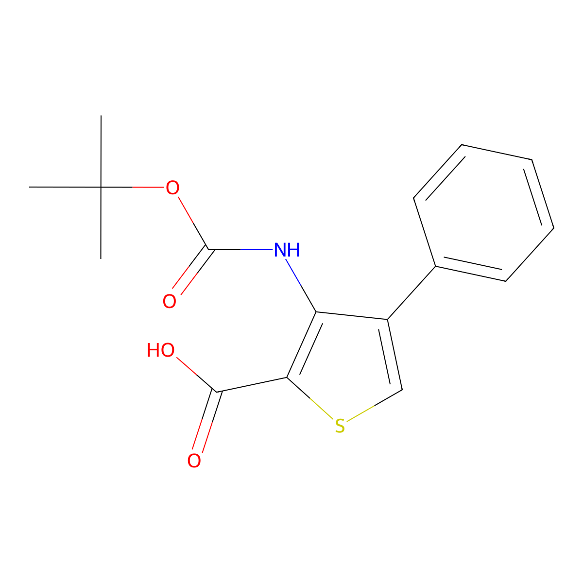 3-{[(Tert-butoxy)carbonyl]amino}-4-phenylthiophene-2-carboxylic acid molecular structure, CAS 2580197-65-3