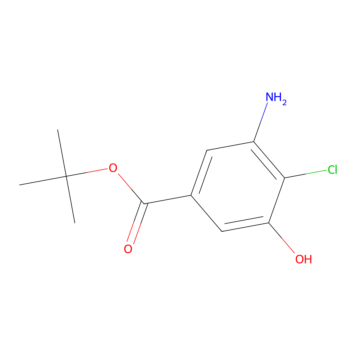 Tert-butyl 3-amino-4-chloro-5-hydroxybenzoate molecular structure, CAS 2580197-69-7