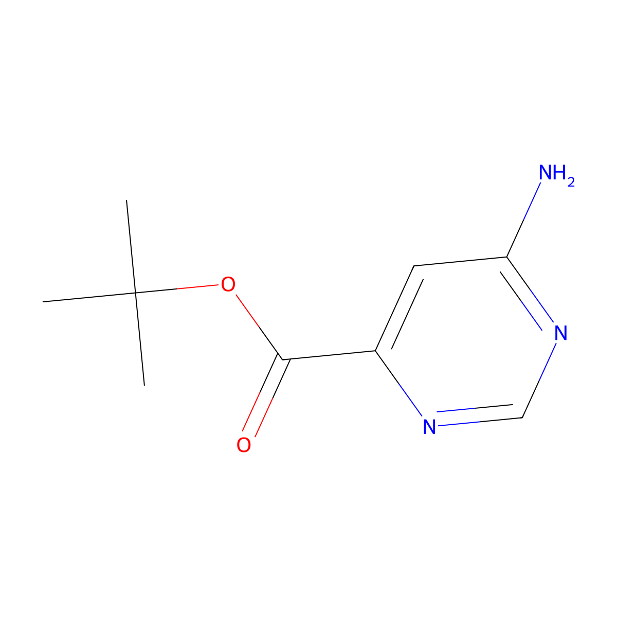 Tert-butyl 6-aminopyrimidine-4-carboxylate molecular structure, CAS 2580197-73-3