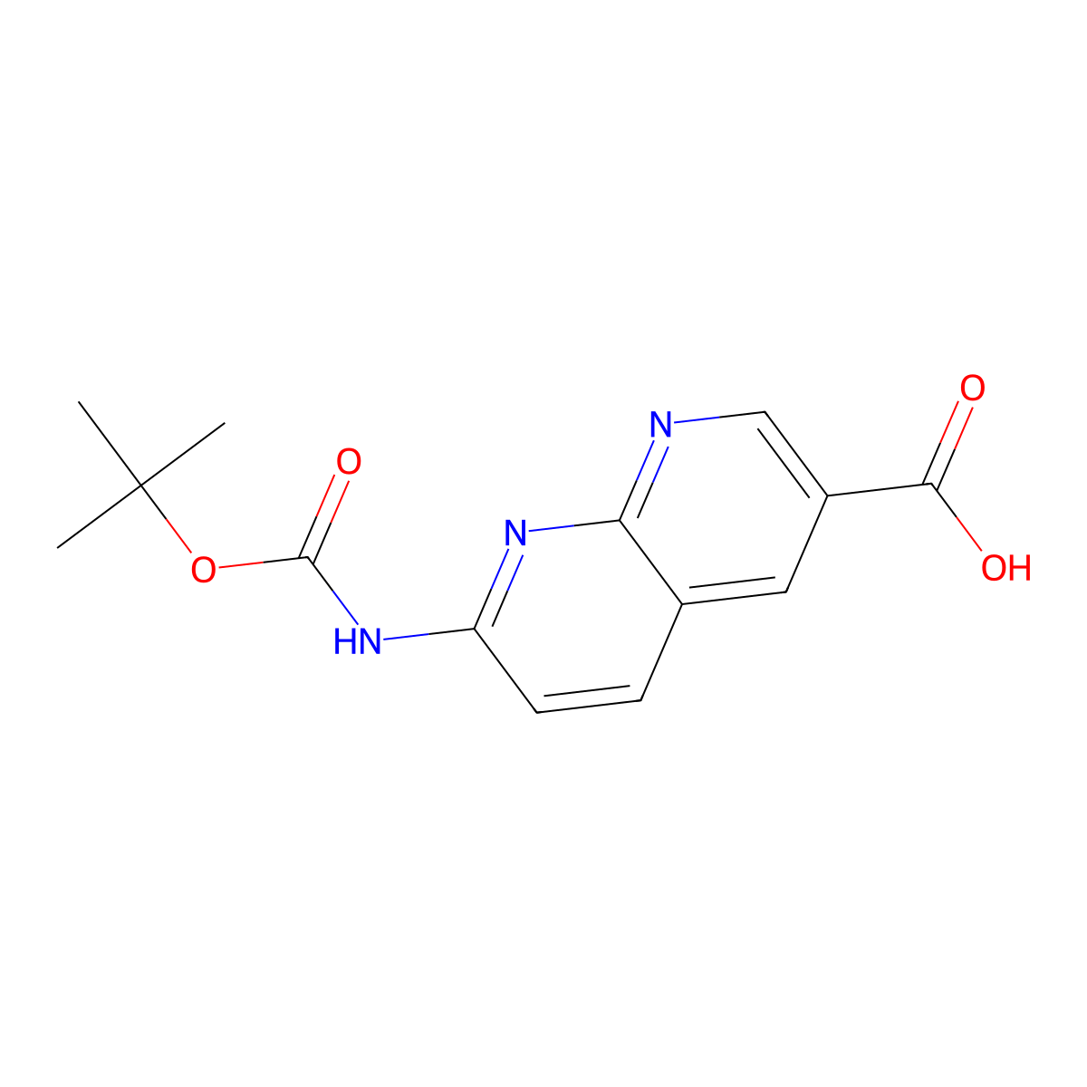 7-{[(Tert-butoxy)carbonyl]amino}-1,8-naphthyridine-3-carboxylic acid molecular structure, CAS 2580197-80-2
