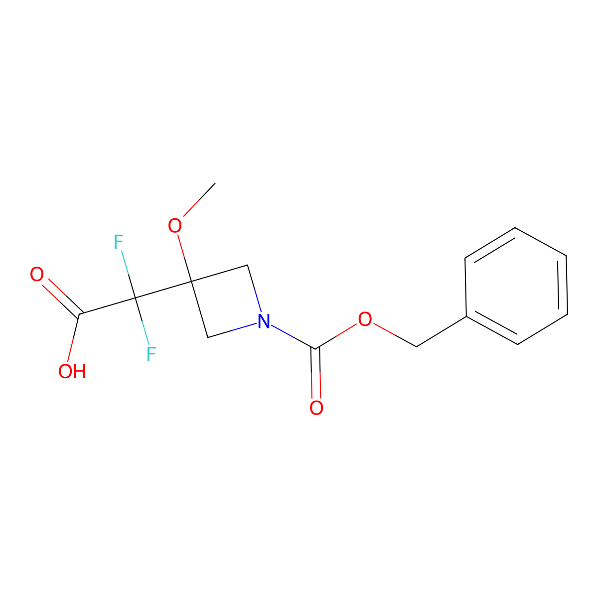 2-{1-[(Benzyloxy)carbonyl]-3-methoxyazetidin-3-yl}-2,2-difluoroacetic acid molecular structure, CAS 2580197-83-5