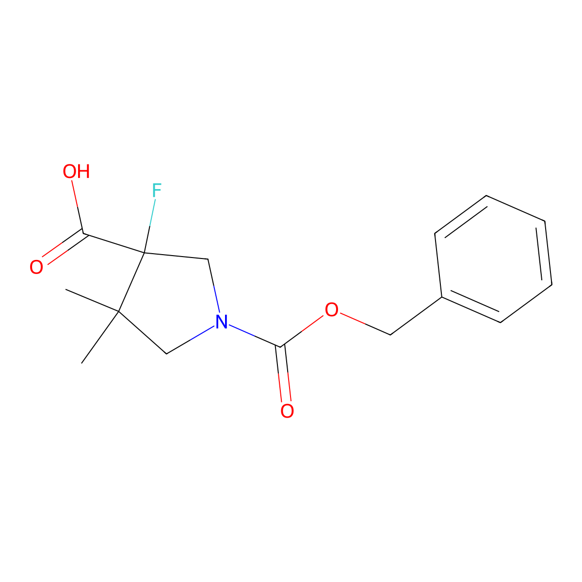 1-[(Benzyloxy)carbonyl]-3-fluoro-4,4-dimethylpyrrolidine-3-carboxylic acid molecular structure, CAS 2580197-84-6