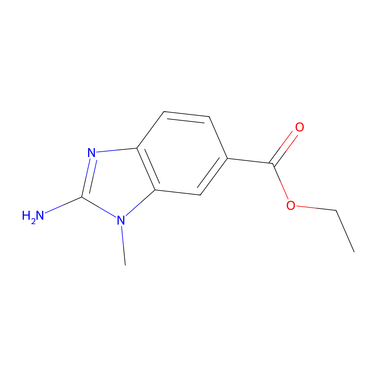 ethyl 2-amino-1-methyl-1H-1,3-benzodiazole-6-carboxylate molecular structure, CAS 2580197-98-2
