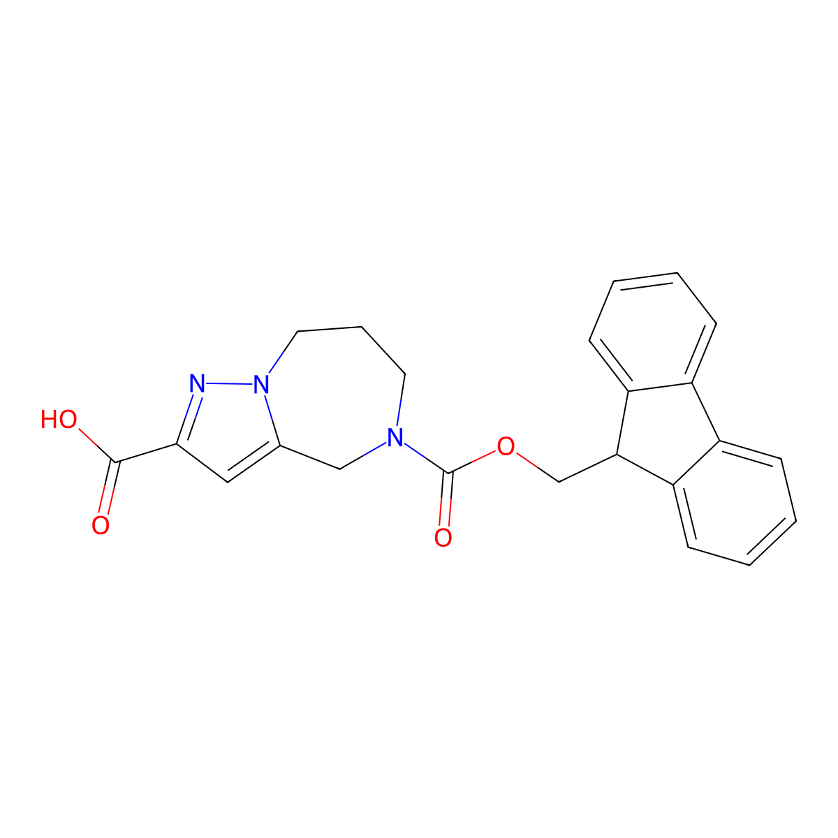 5-{[(9H-fluoren-9-yl)methoxy]carbonyl}-4H,5H,6H,7H,8H-pyrazolo[1,5-a][1,4]diazepine-2-carboxylic acid molecular structure, CAS 2580198-02-1