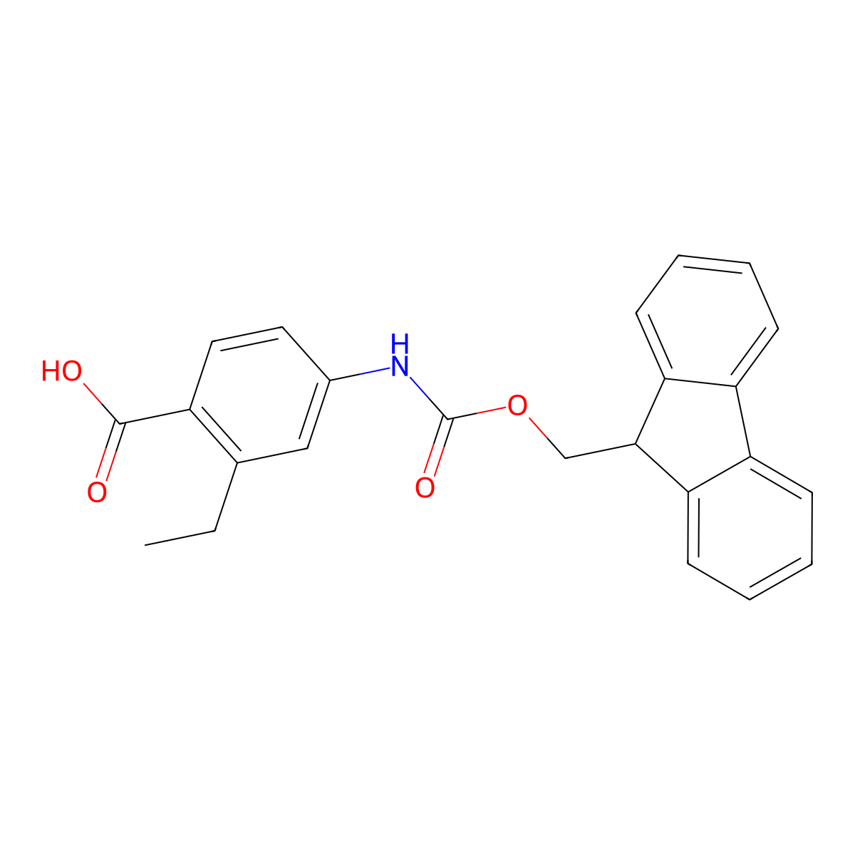 2-ethyl-4-({[(9H-fluoren-9-yl)methoxy]carbonyl}amino)benzoic acid molecular structure, CAS 2580198-03-2