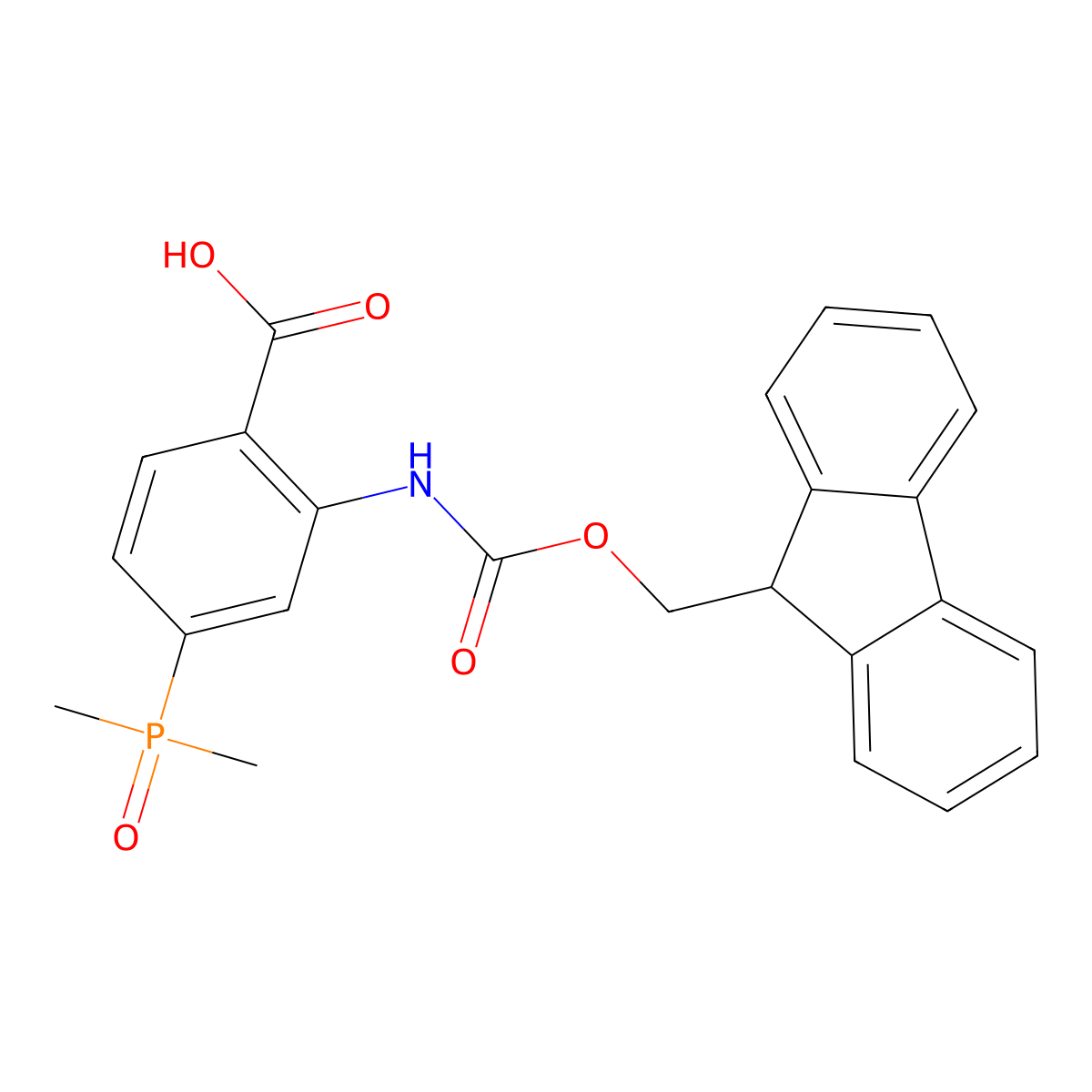 4-(dimethylphosphoryl)-2-({[(9H-fluoren-9-yl)methoxy]carbonyl}amino)benzoic acid molecular structure, CAS 2580198-06-5