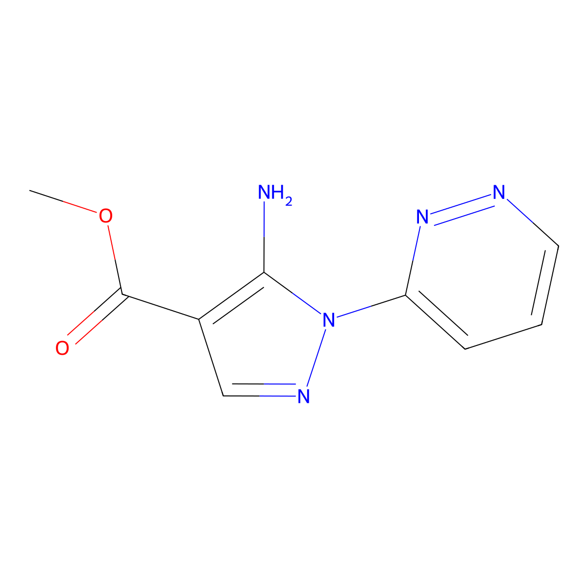 methyl 5-amino-1-(pyridazin-3-yl)-1H-pyrazole-4-carboxylate molecular structure, CAS 2580198-12-3