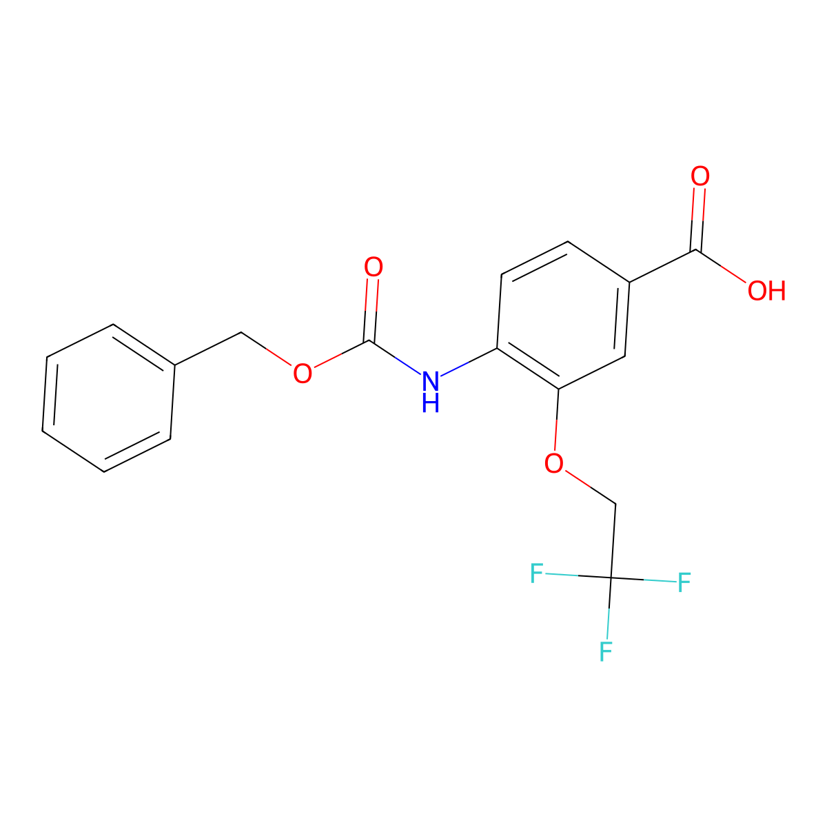 4-{[(Benzyloxy)carbonyl]amino}-3-(2,2,2-trifluoroethoxy)benzoic acid molecular structure, CAS 2580198-15-6