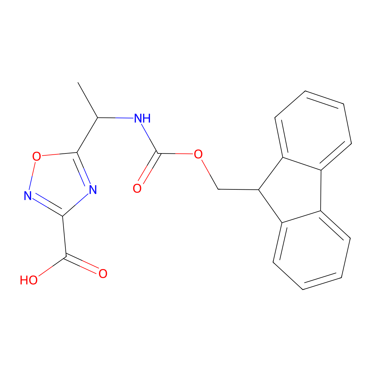 5-[1-({[(9H-fluoren-9-yl)methoxy]carbonyl}amino)ethyl]-1,2,4-oxadiazole-3-carboxylic acid molecular structure, CAS 2580198-23-6