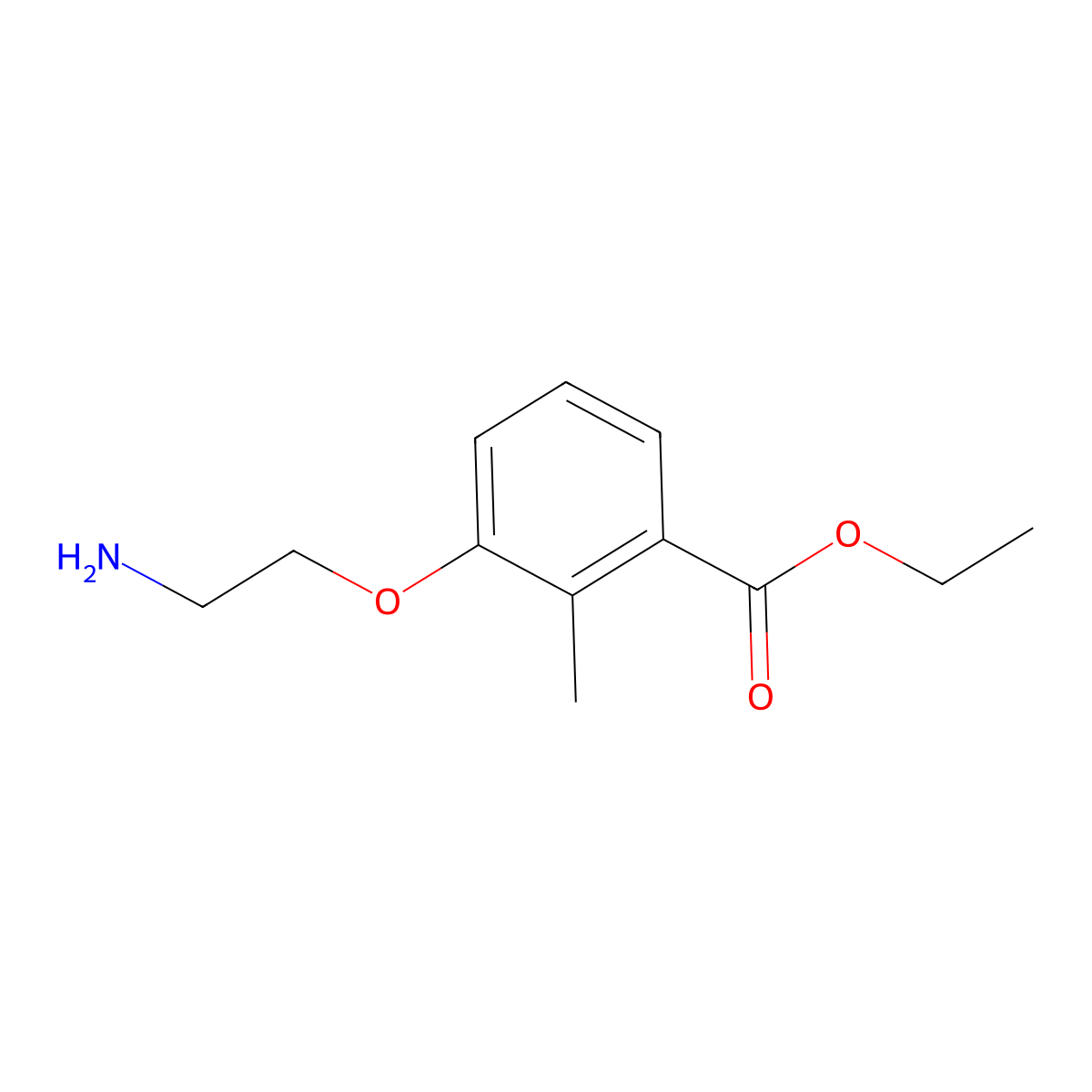 Ethyl 3-(2-aminoethoxy)-2-methylbenzoate molecular structure, CAS 2580198-28-1