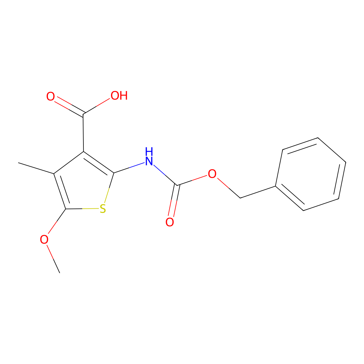 2-{[(Benzyloxy)carbonyl]amino}-5-methoxy-4-methylthiophene-3-carboxylic acid molecular structure, CAS 2580198-30-5
