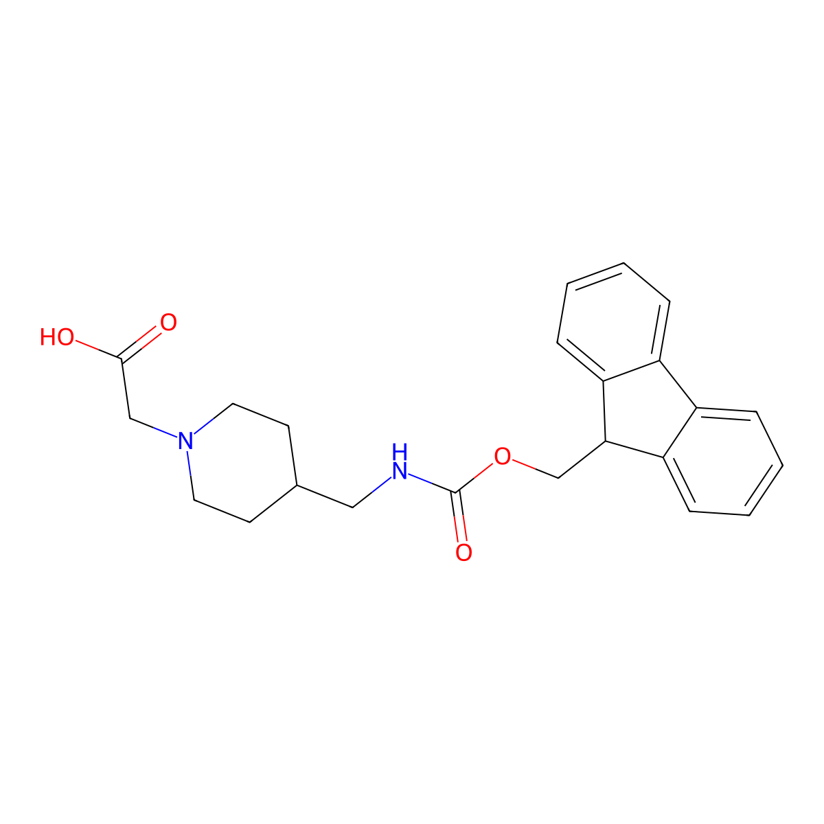 2-{4-[({[(9H-fluoren-9-yl)methoxy]carbonyl}amino)methyl]piperidin-1-yl}acetic acid molecular structure, CAS 2580198-35-0