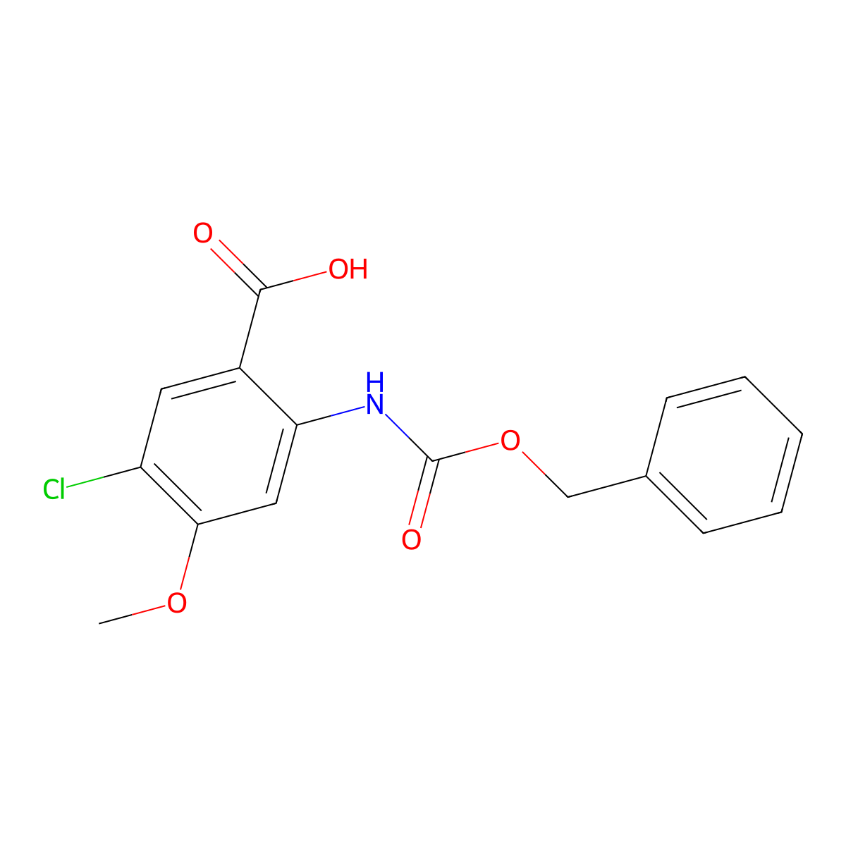 2-{[(Benzyloxy)carbonyl]amino}-5-chloro-4-methoxybenzoic acid molecular structure, CAS 2580198-36-1