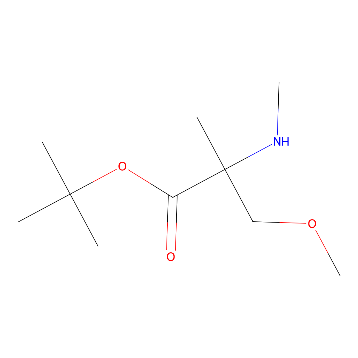 Tert-butyl 3-methoxy-2-methyl-2-(methylamino)propanoate molecular structure, CAS 2580198-40-7