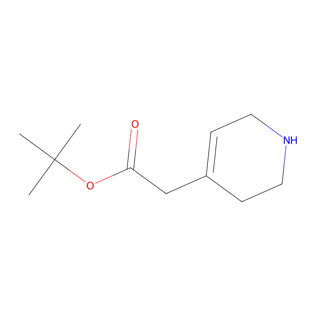 Tert-butyl 2-(1,2,3,6-tetrahydropyridin-4-yl)acetate molecular structure, CAS 2580198-53-2