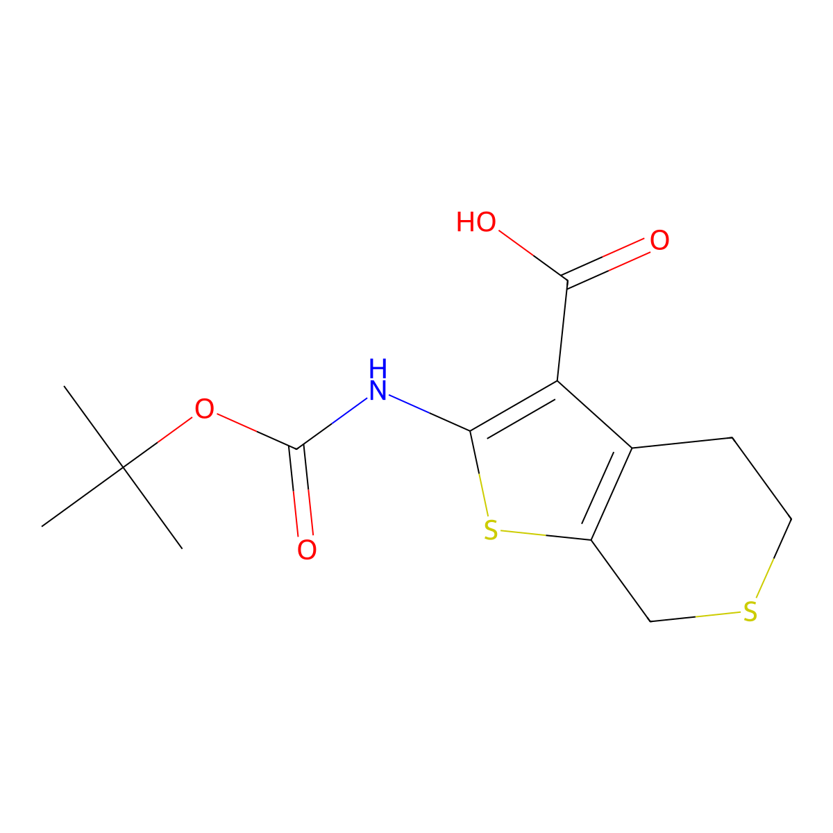 2-{[(tert-butoxy)carbonyl]amino}-4H,5H,7H-thieno[2,3-c]thiopyran-3-carboxylic acid molecular structure, CAS 2580198-54-3