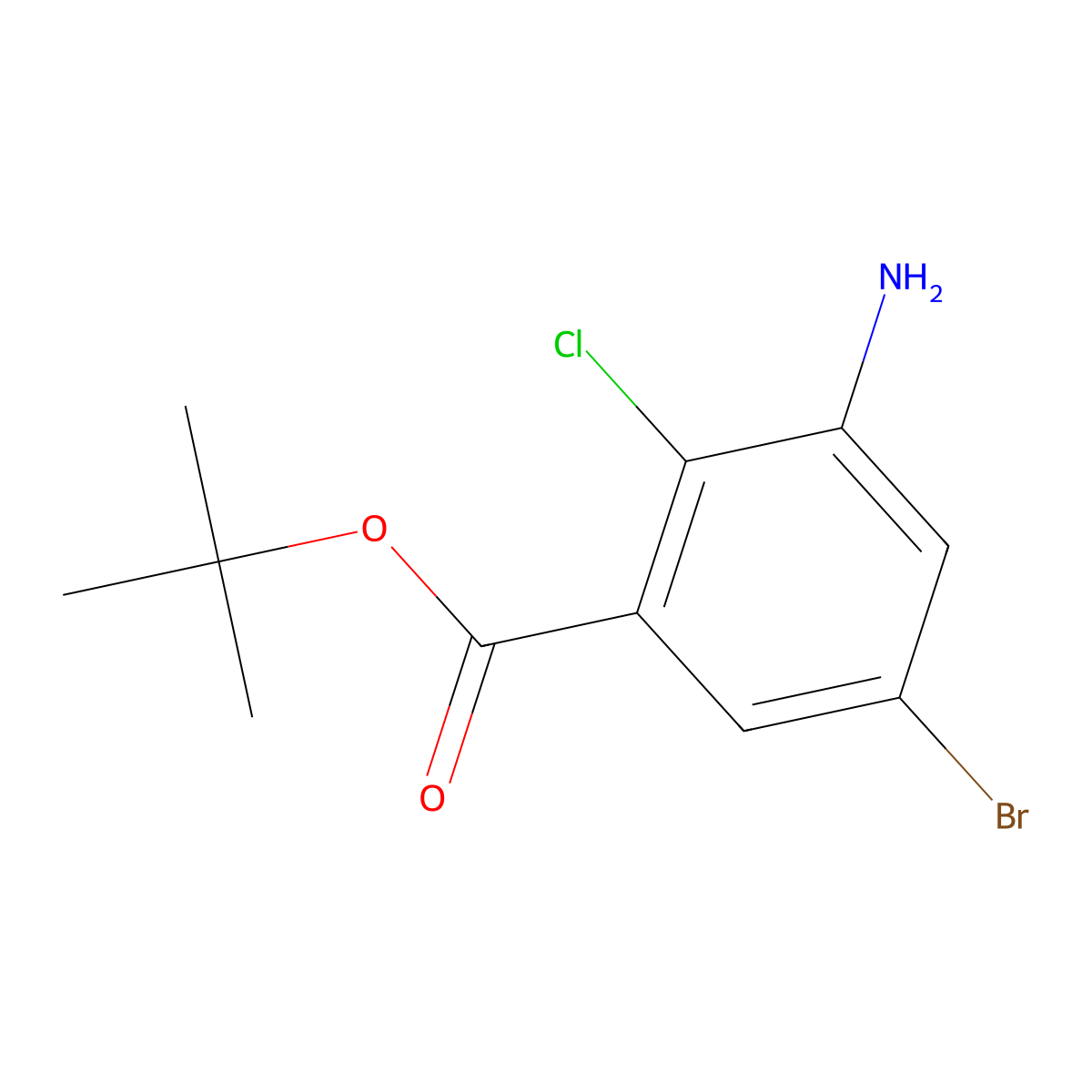 Tert-butyl 3-amino-5-bromo-2-chlorobenzoate molecular structure, CAS 2580198-56-5