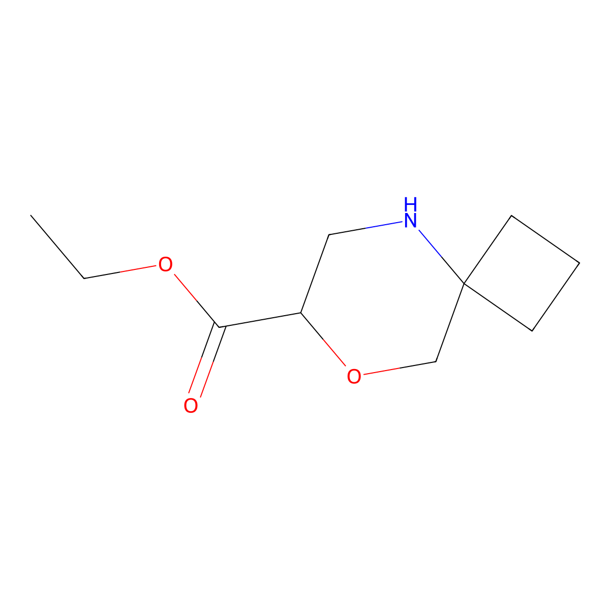 Ethyl 8-oxa-5-azaspiro[3.5]nonane-7-carboxylate molecular structure, CAS 2580198-58-7