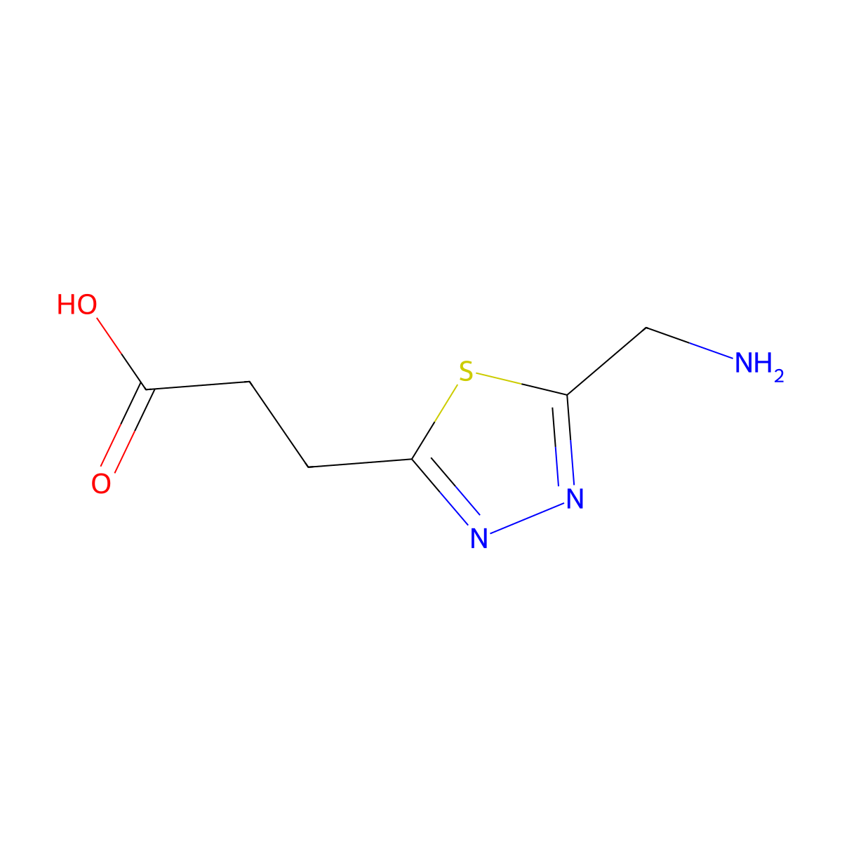 3-[5-(Aminomethyl)-1,3,4-thiadiazol-2-yl]propanoic acid molecular structure, CAS 2580198-60-1