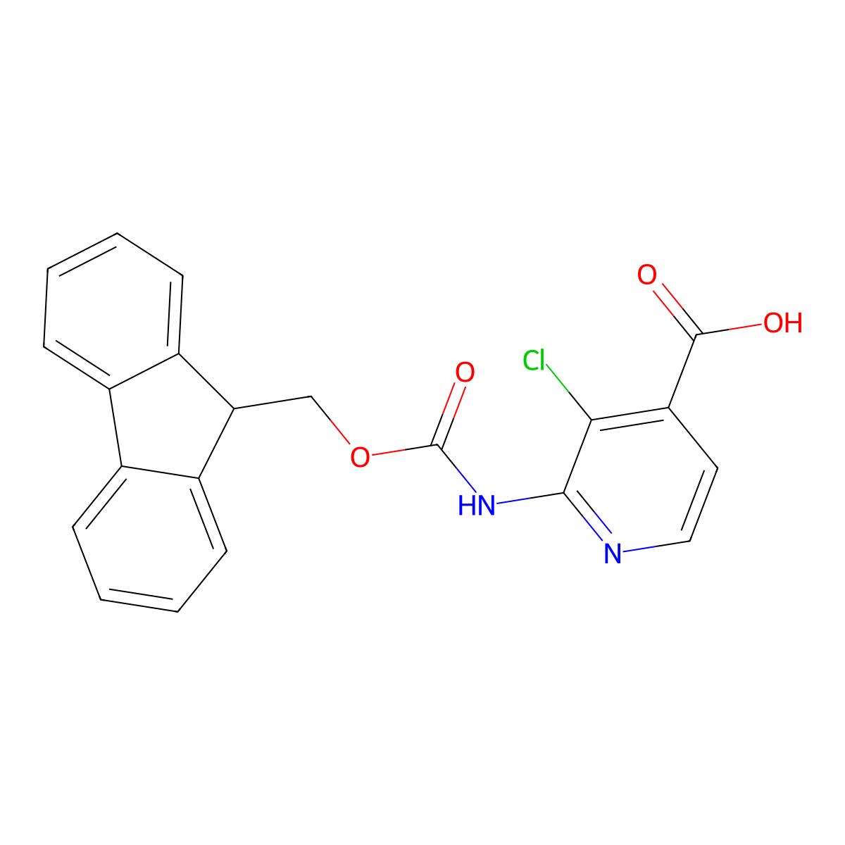 3-chloro-2-({[(9H-fluoren-9-yl)methoxy]carbonyl}amino)pyridine-4-carboxylic acid molecular structure, CAS 2580198-69-0