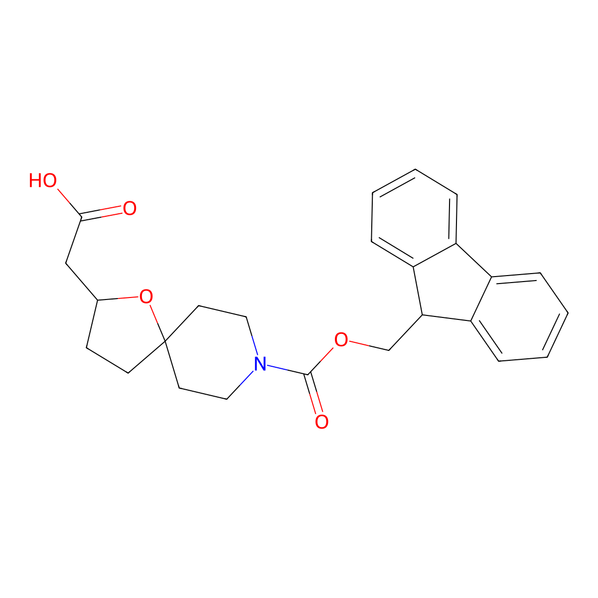 2-(8-{[(9H-fluoren-9-yl)methoxy]carbonyl}-1-oxa-8-azaspiro[4.5]decan-2-yl)acetic acid molecular structure, CAS 2580198-72-5