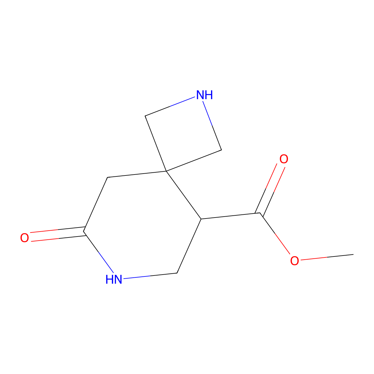 Methyl 8-oxo-2,7-diazaspiro[3.5]nonane-5-carboxylate molecular structure, CAS 2580198-74-7