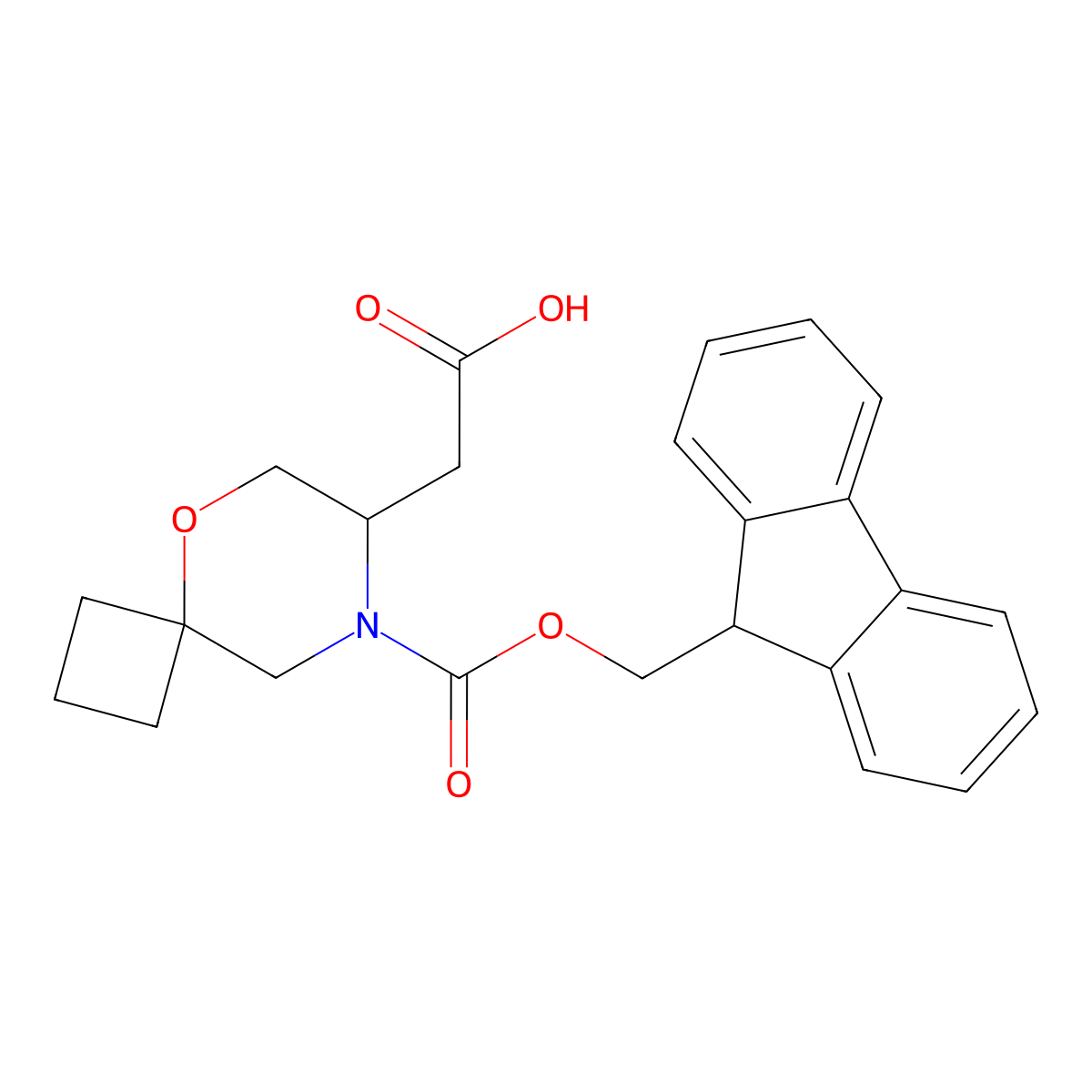 2-(8-{[(9H-fluoren-9-yl)methoxy]carbonyl}-5-oxa-8-azaspiro[3.5]nonan-7-yl)acetic acid molecular structure, CAS 2580198-76-9