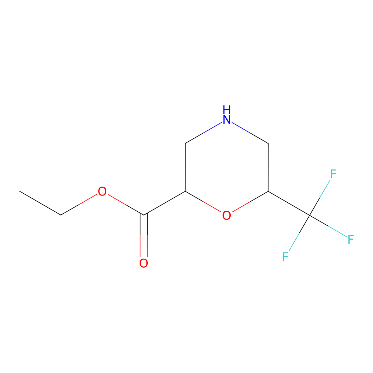 Ethyl 6-(trifluoromethyl)morpholine-2-carboxylate molecular structure, CAS 2580198-86-1
