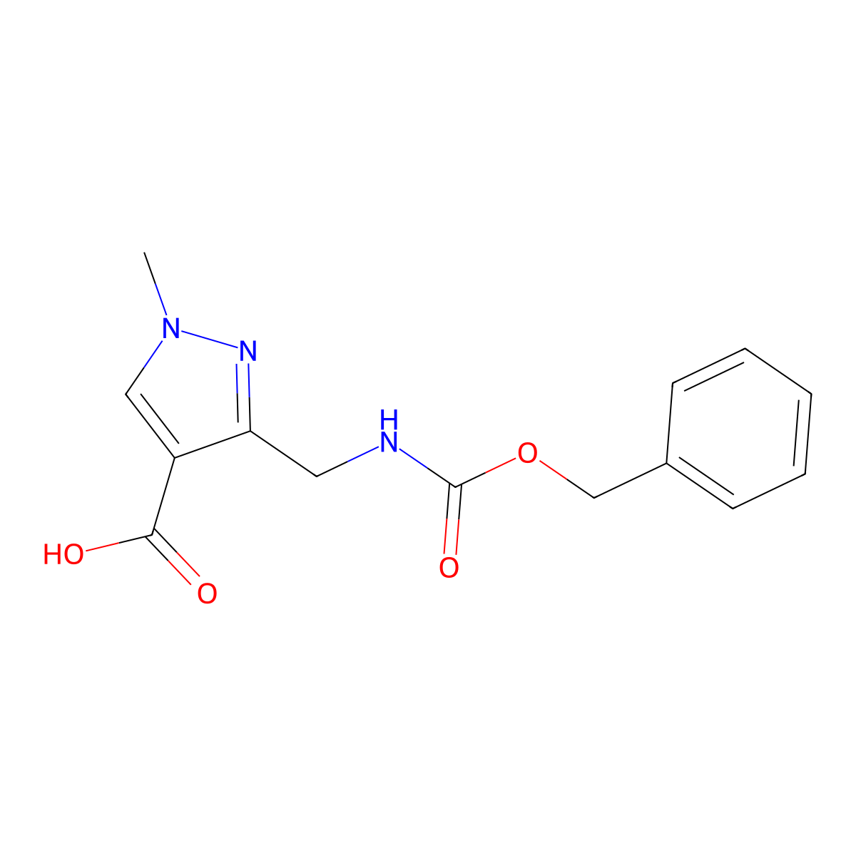 3-({[(benzyloxy)carbonyl]amino}methyl)-1-methyl-1H-pyrazole-4-carboxylic acid molecular structure, CAS 2580198-94-1