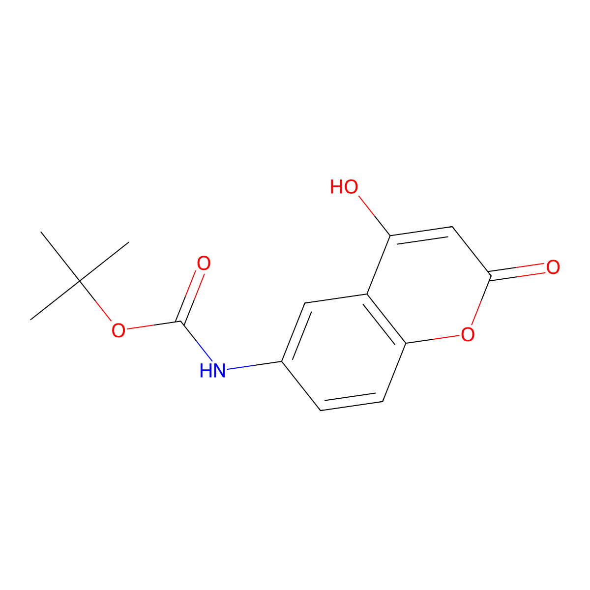 tert-butyl N-(4-hydroxy-2-oxo-2H-chromen-6-yl)carbamate molecular structure, CAS 2580198-99-6