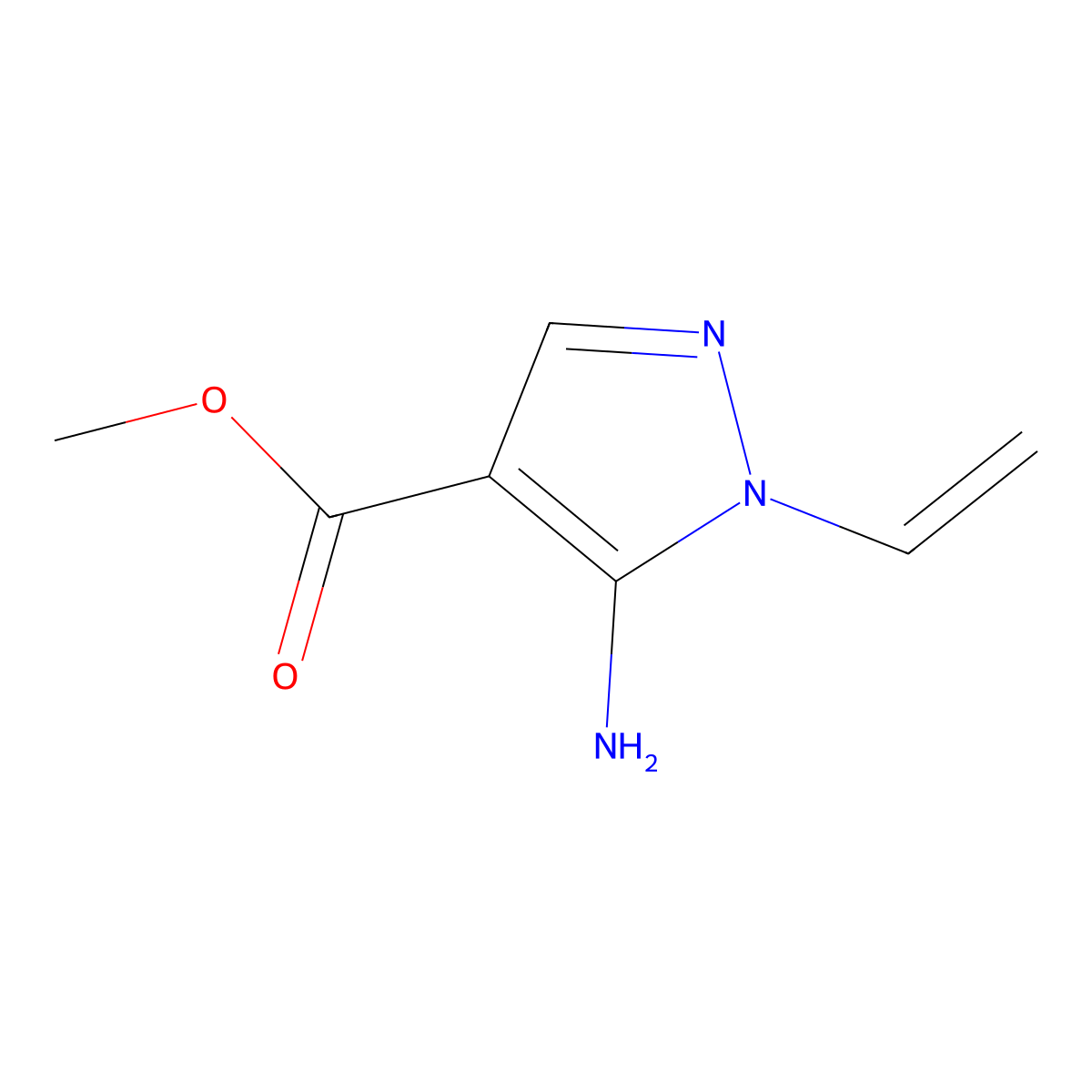 methyl 5-amino-1-ethenyl-1H-pyrazole-4-carboxylate molecular structure, CAS 2580199-08-0